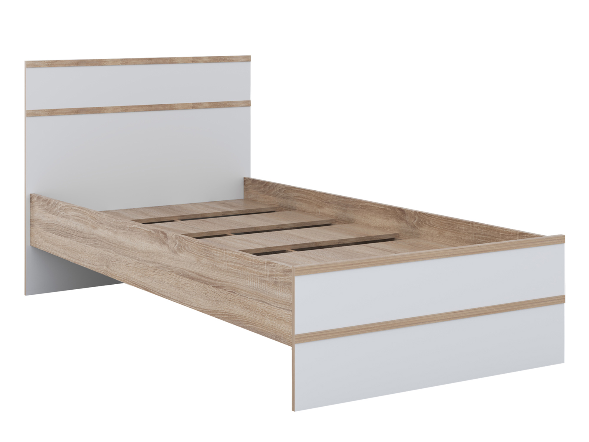 Кровать Сакура (90х200) Белый, Бежевый, ЛДСП кровать с реечным настилом сакура light 90х200 коричневый темный бежевый лдсп
