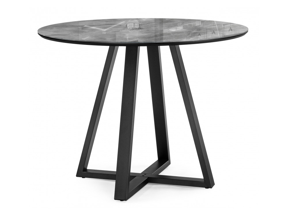 Норфолк 100 серый мрамор / черный Стол стеклянный Черный, Металл роб d 450 мрамор голубой стол стеклянный черный металл