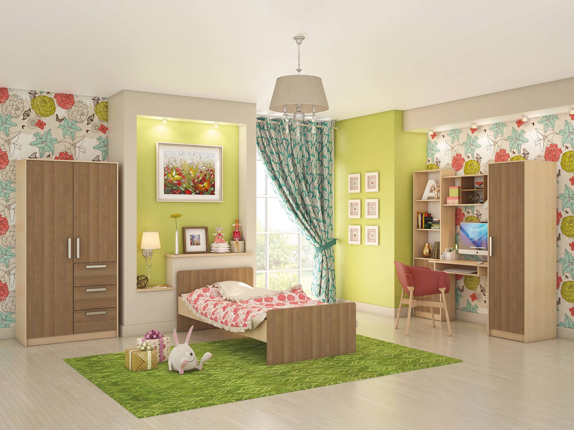 Набор мебели для детской Мика 1 Ясень кассино, Коричневый, Бежевый, ЛДСП цена и фото