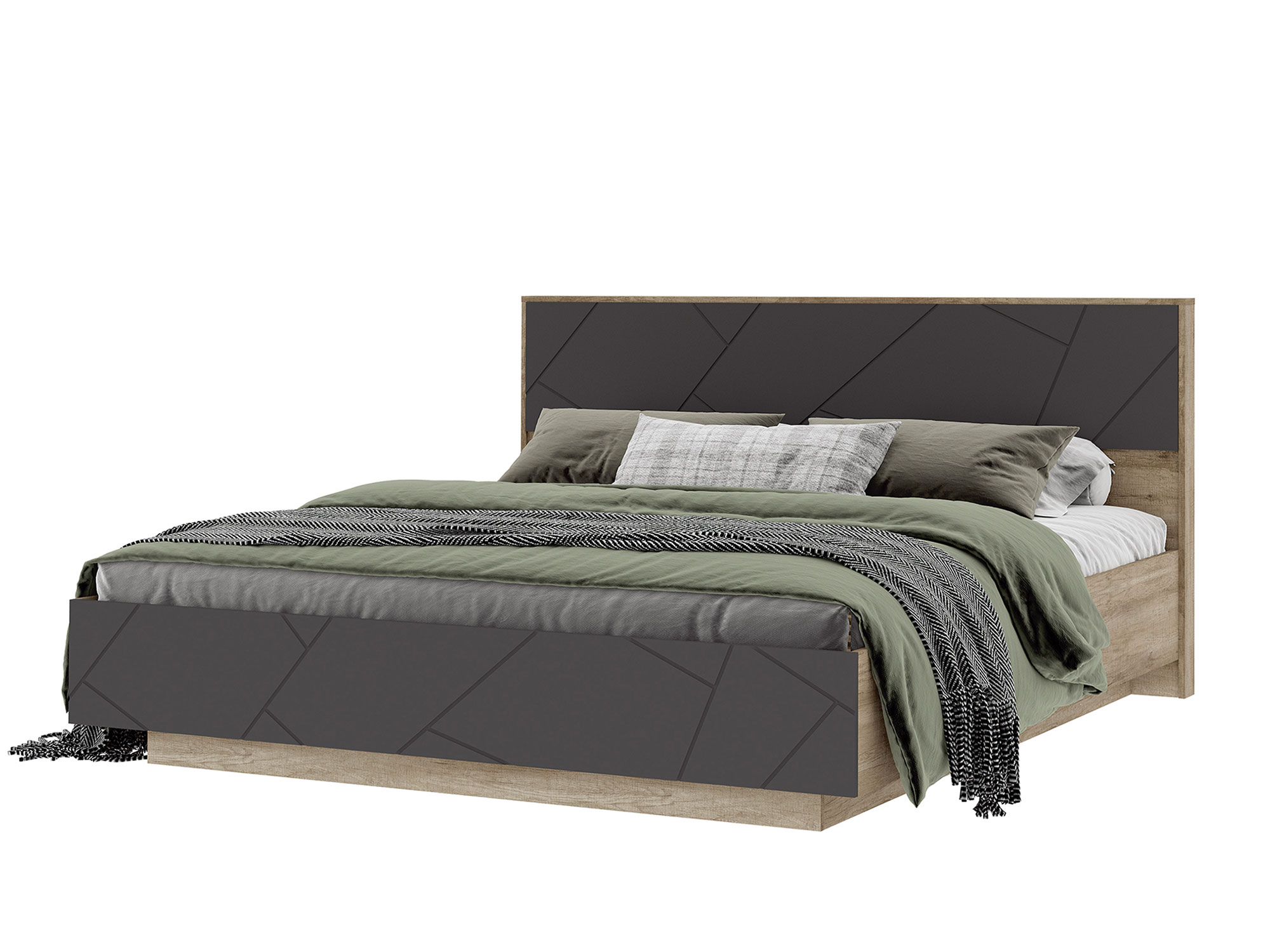 Кровать Даллас (180х200) Софт графит, Серый, Коричневый, МДФ, ЛДСП
