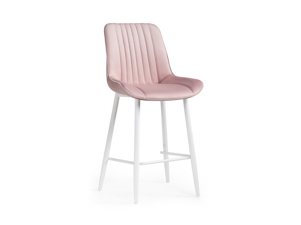 Седа велюр розовый / белый Барный стул Белый, Металл