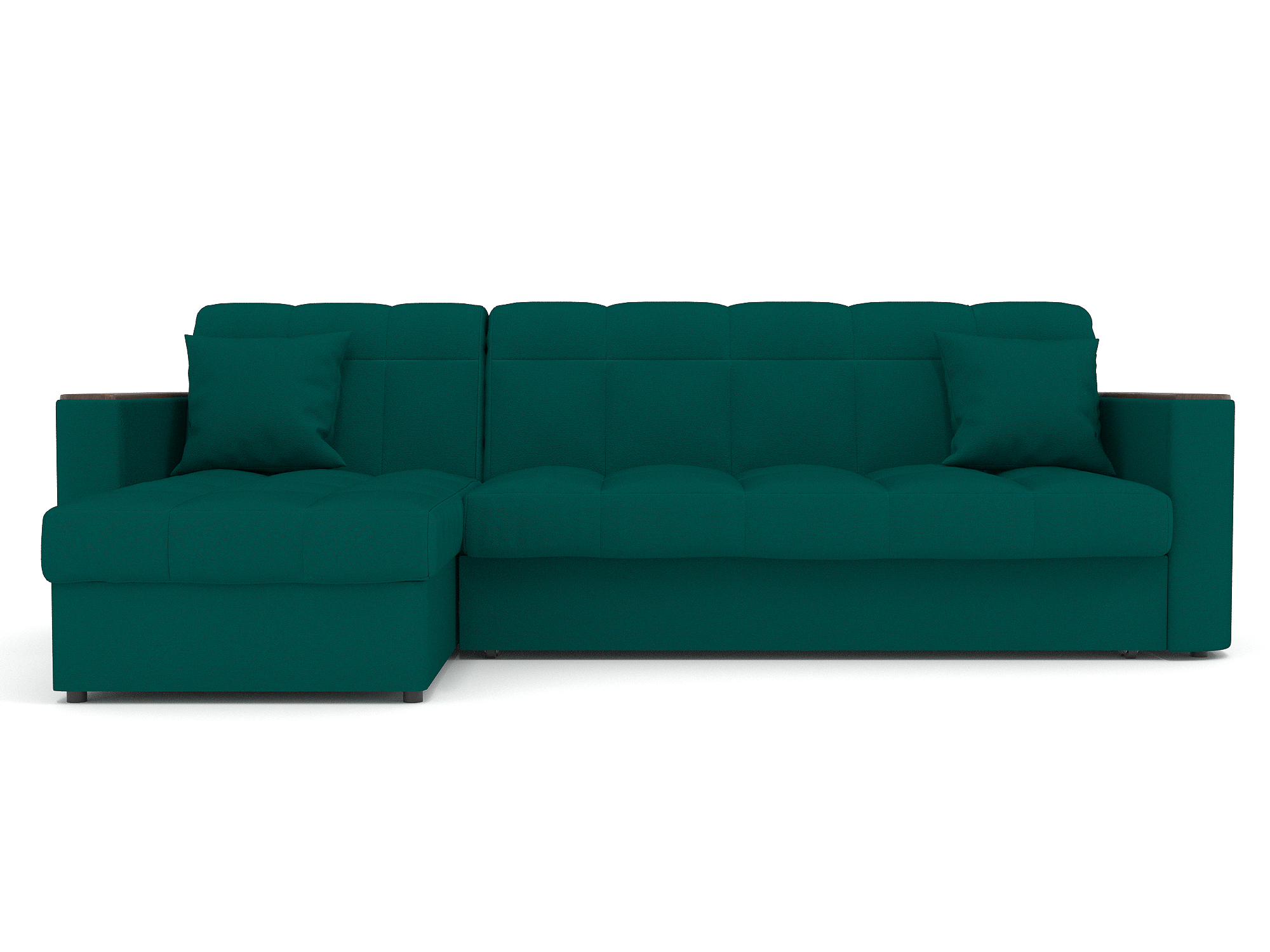 Угловой диван Неаполь (147х200) MebelVia Темно-зелёный, Велюр, Металл