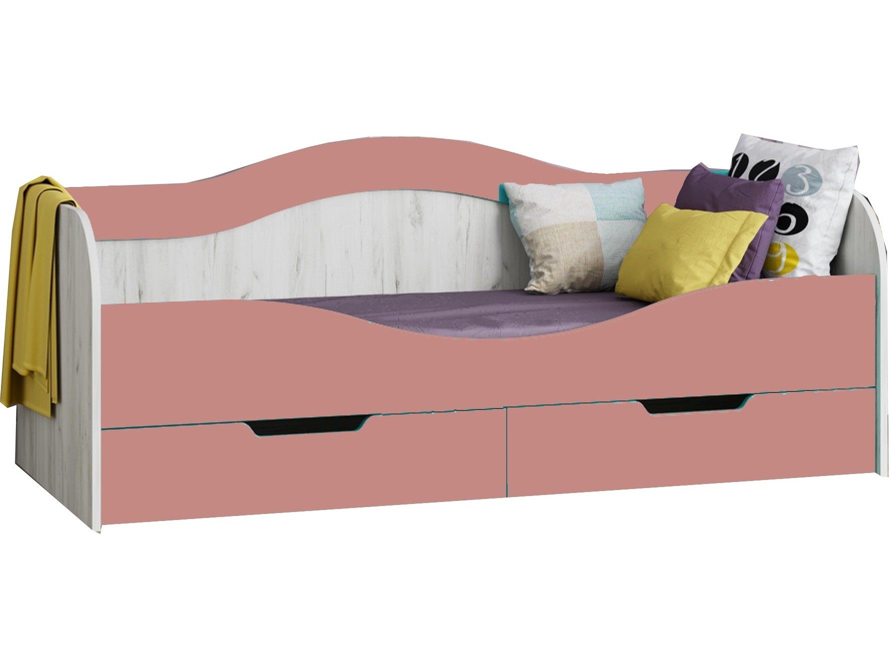 кровать минима 80х186 розовый бежевый мдф лдсп Юниор-15 МДФ Кровать №1 80х180 (Крафт белый, Розовый металлик) Розовый металлик, Белый, МДФ, ЛДСП