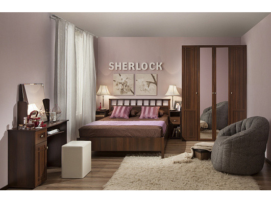 Спальня Sherlock. Комплект 4, орех Коричневый темный, МДФ