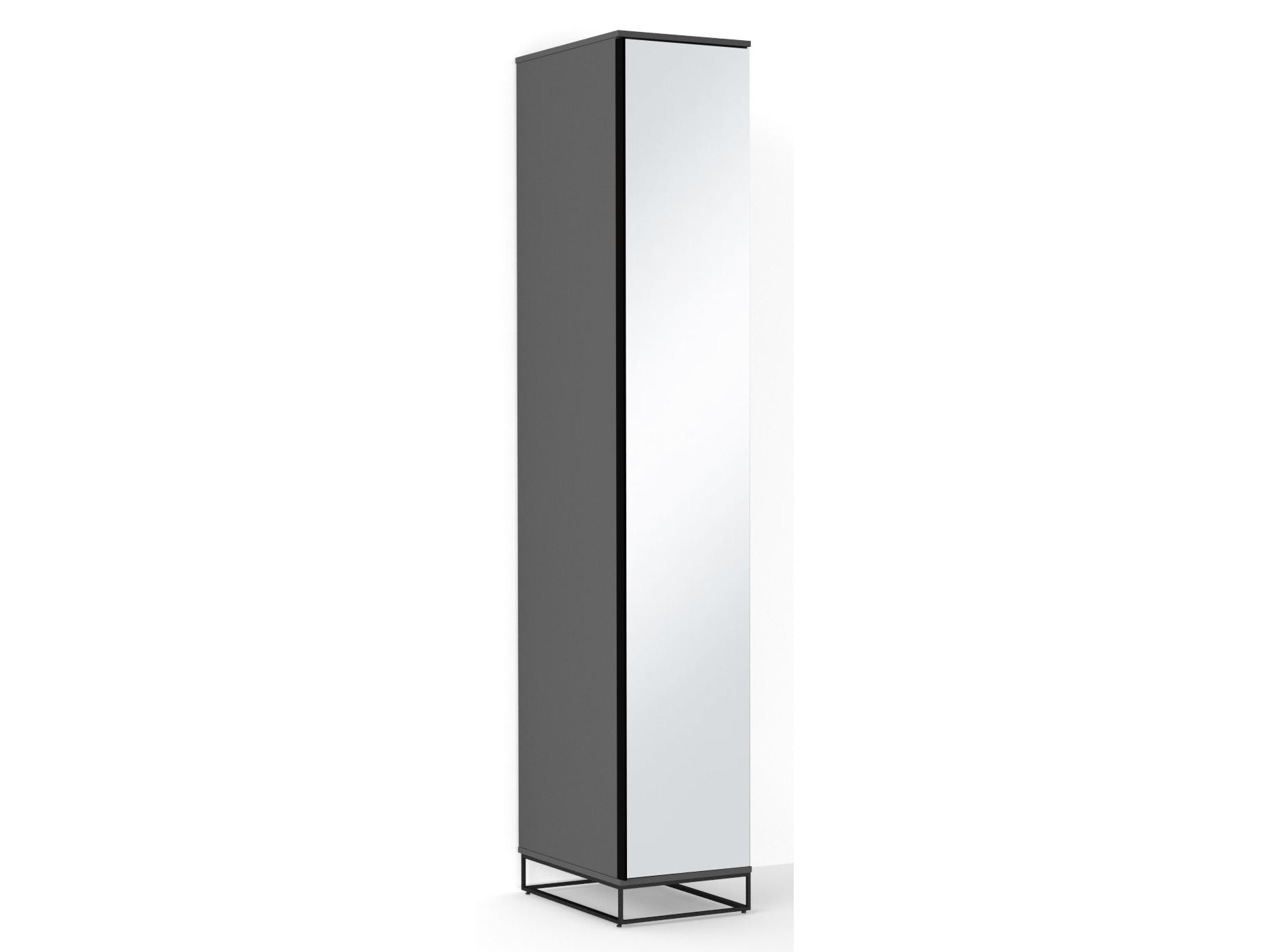 Шкаф-пенал с зеркалом City глубина 60 см. графит Черный, Зеркало, ЛДСП цена и фото