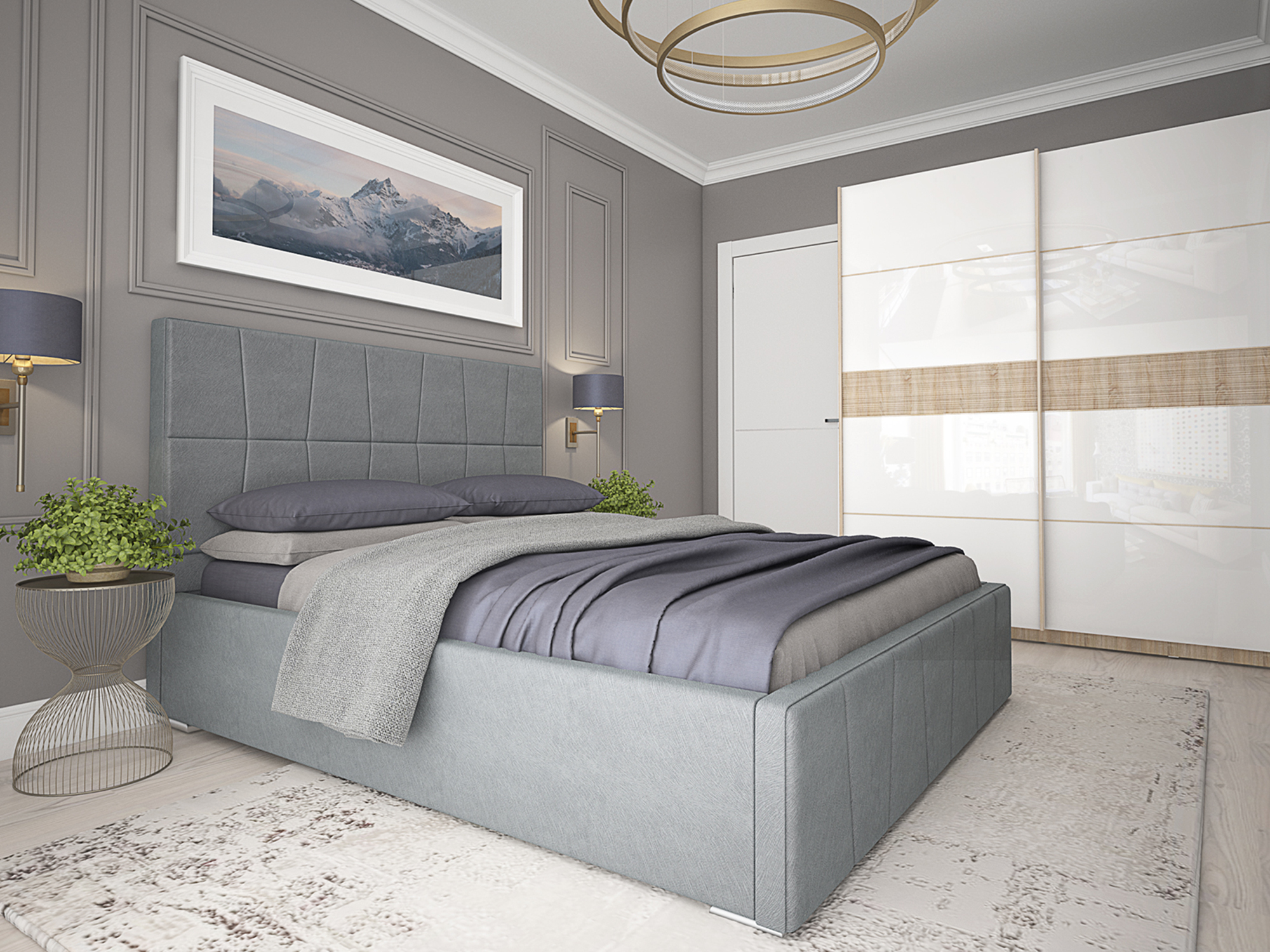 Кровать Пассаж (160х200) с ПМ Серый, Массив, ДСП кровать с пм лима 160х200 светло коричневый массив дсп
