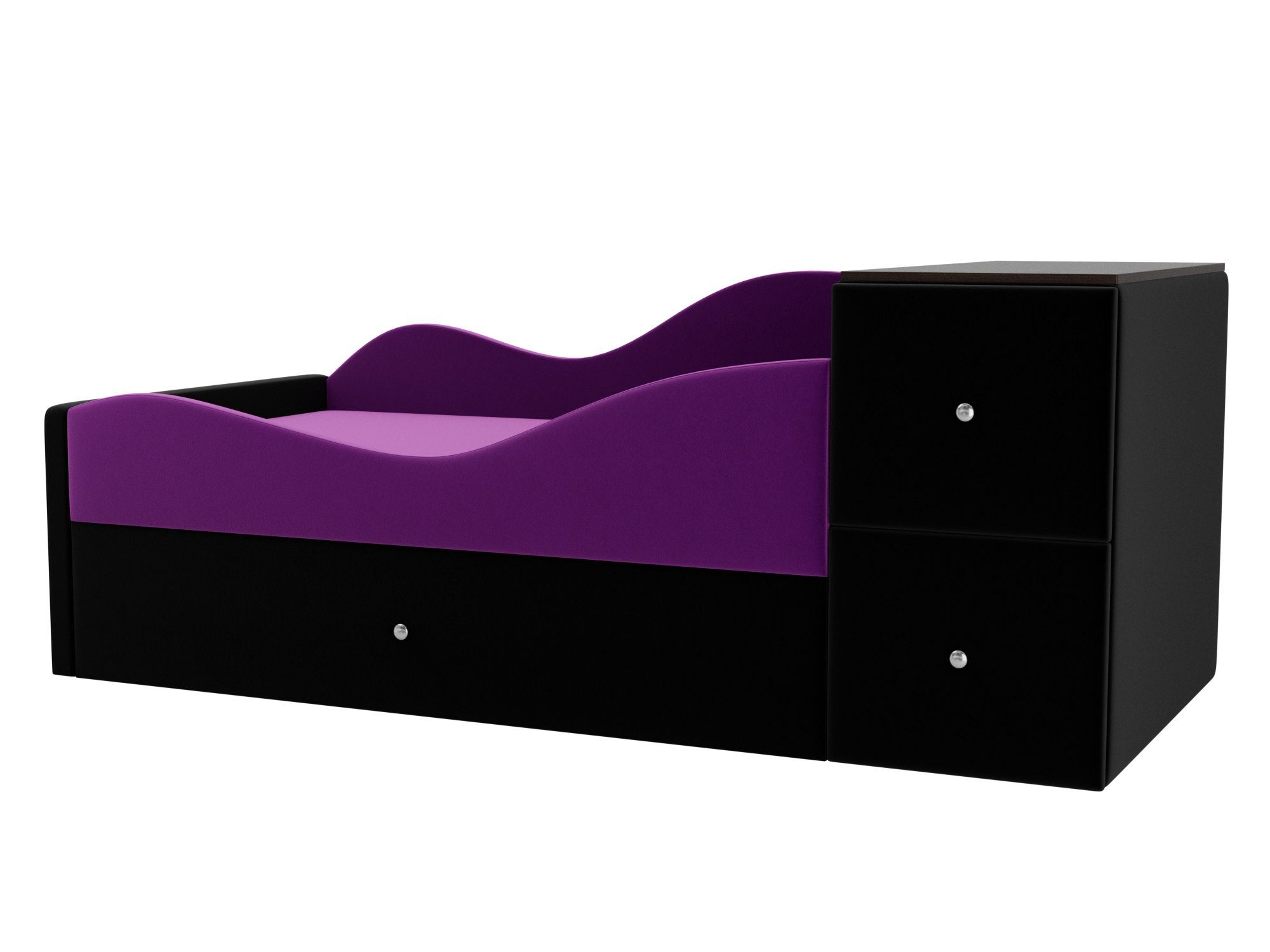 Детская кровать Дельта Левый угол Фиолетовый, Черный, ЛДСП