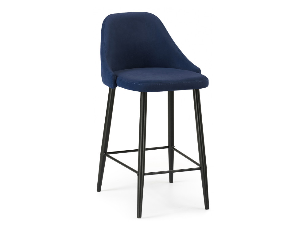 Джама темно-синий / черный матовый Барный стул Черный, Окрашенный металл апри микровелюр темно синий черный глянец стул синий окрашенный металл