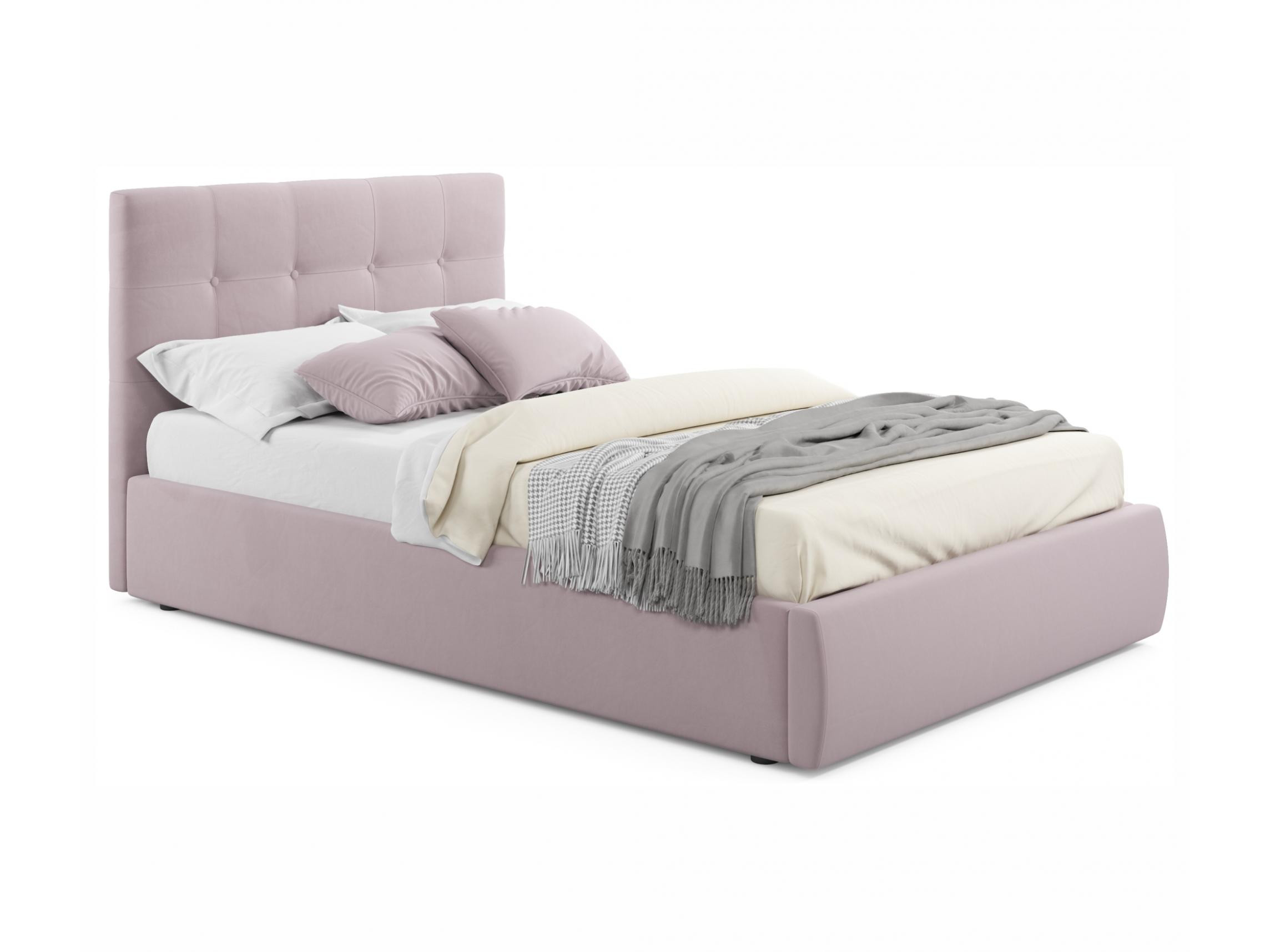 Мягкая кровать Selesta 1200 лиловая с ортопед.основанием лиловый, Фиолетовый, Велюр, ДСП