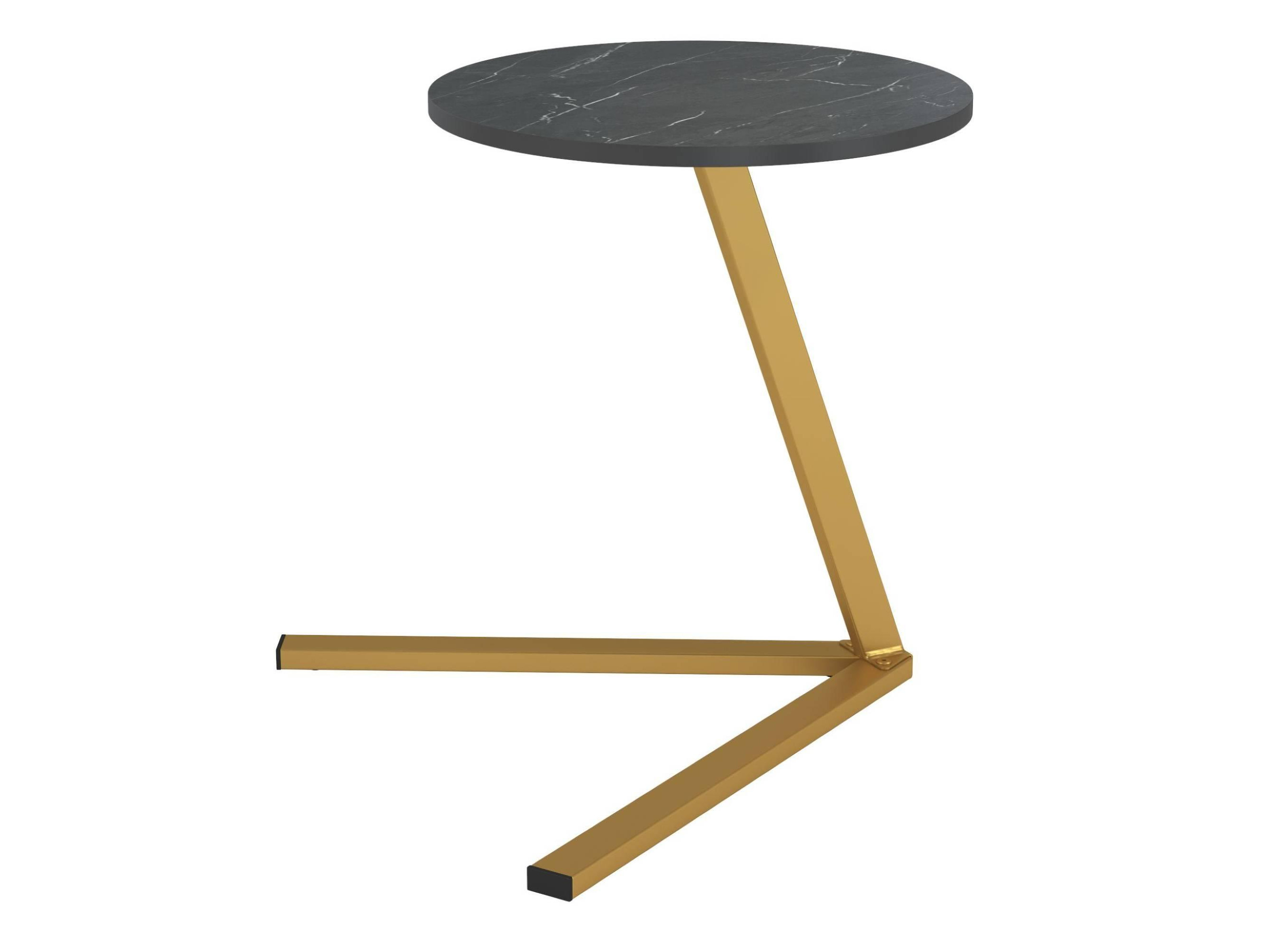 Стол приставной Сеул 42.47 (мрамор черный / металл: золотой) Мрамор, Металл приставной столик для дивана приставной столик квадратный мрамор стол черный золотой железный каркас набор из двух столов