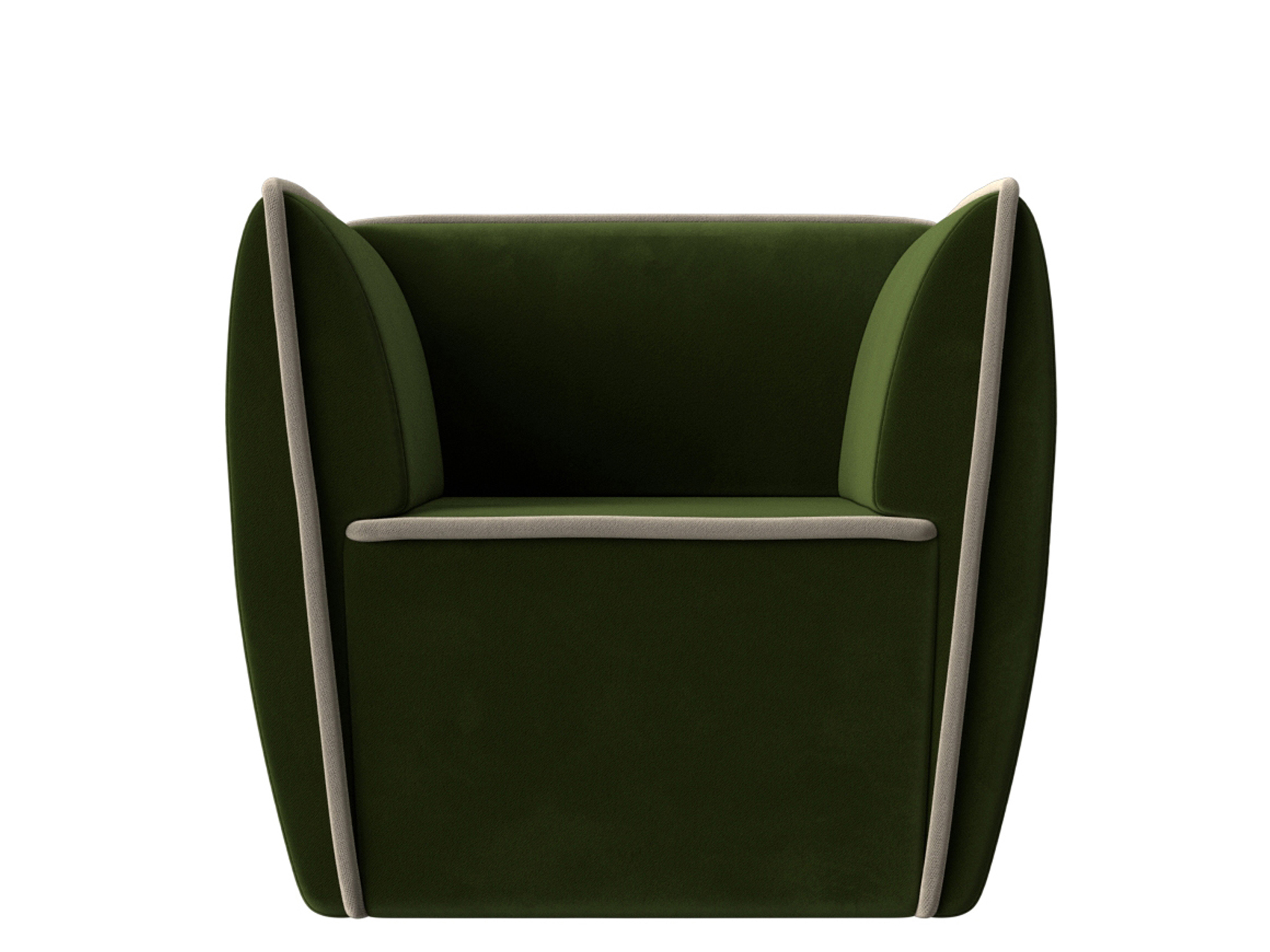 Кресло Бергамо MebelVia Зеленый, Бежевый, Микровельвет кресло артмебель джон микровельвет зеленый