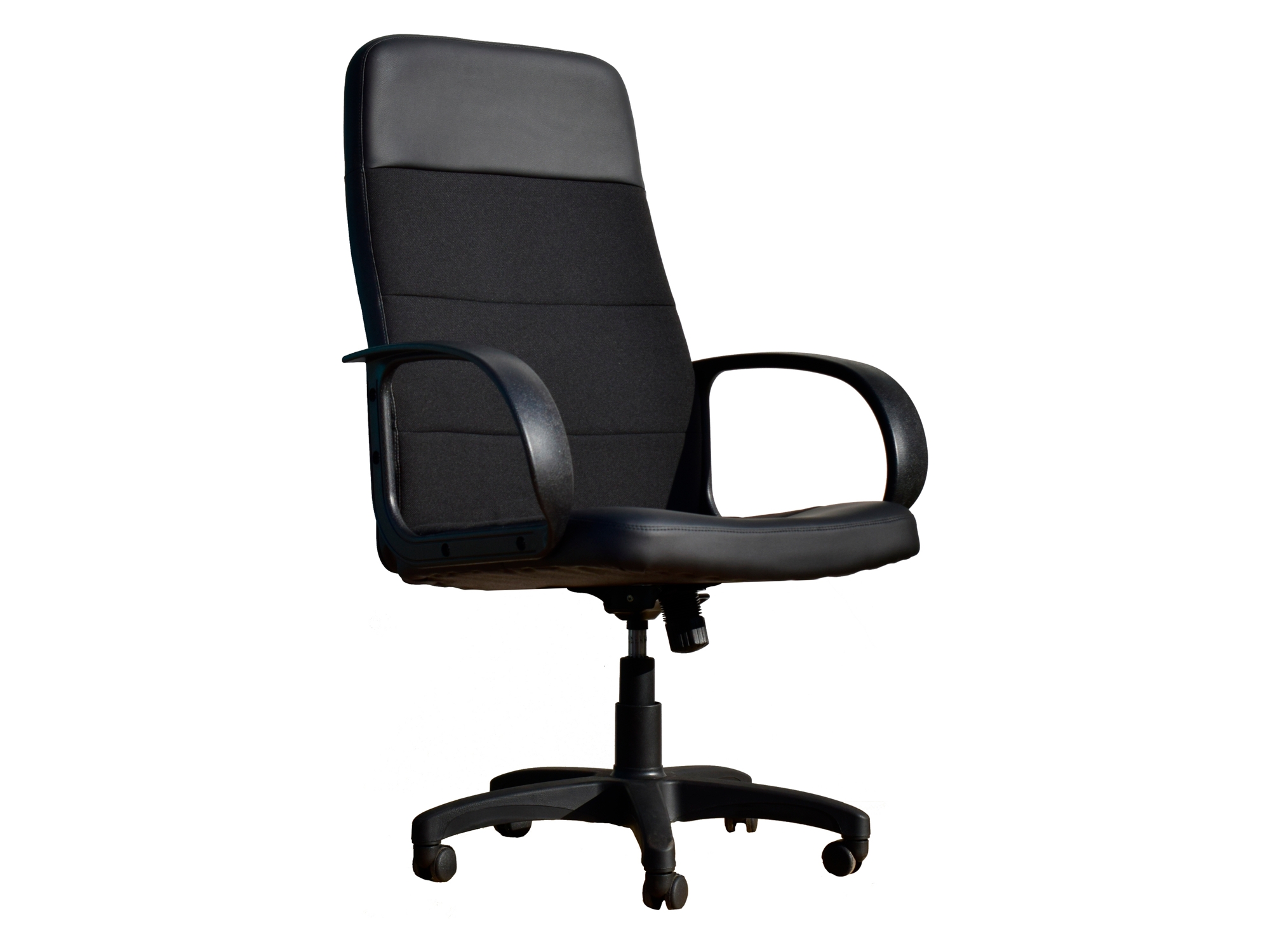 Офисное кресло Office Lab standart-1581 Эко кожа черный / ткань черная черный, Фанера кресло офисное driver черный серый кожзам ткань