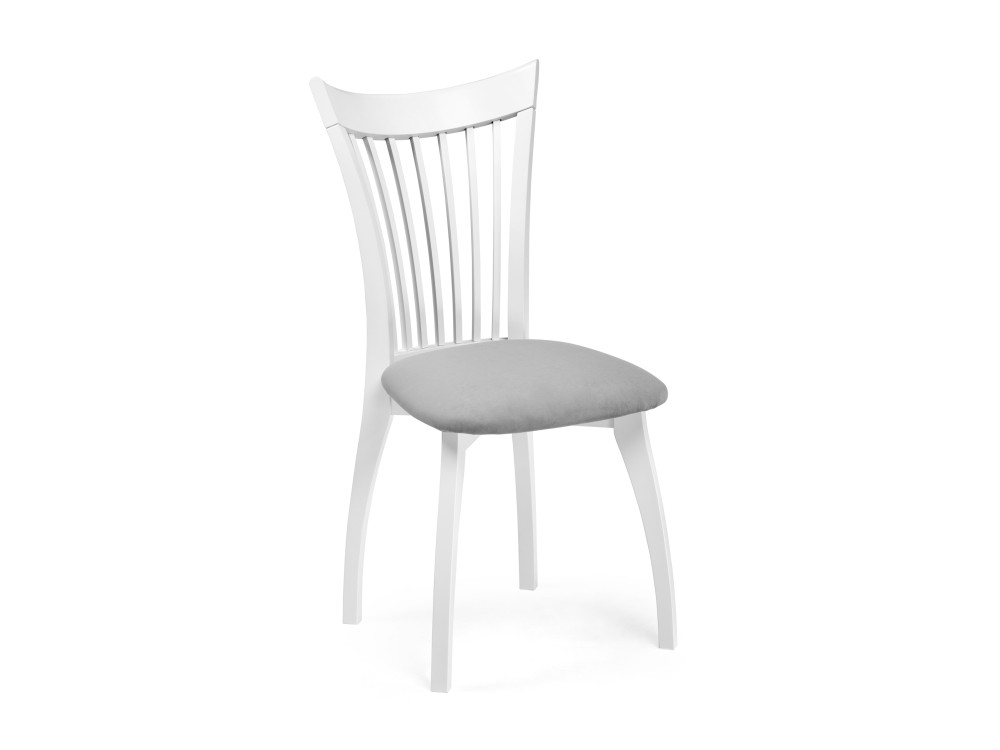Лидиос серый велюр / белый Стул деревянный Белый, Массив бука стул kenner 144m серый серый велюр серый