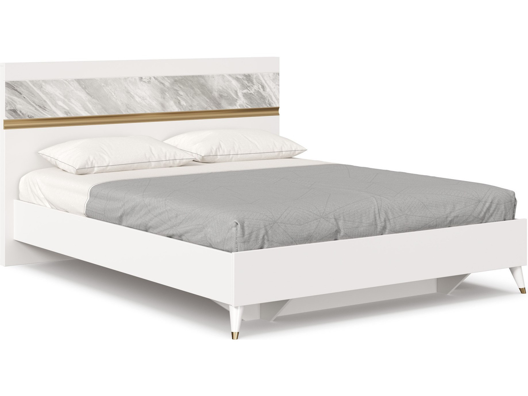 СГ Айла Кровать 1600 с кроватным основанием (Белый/Статуарио, исполнение 1)