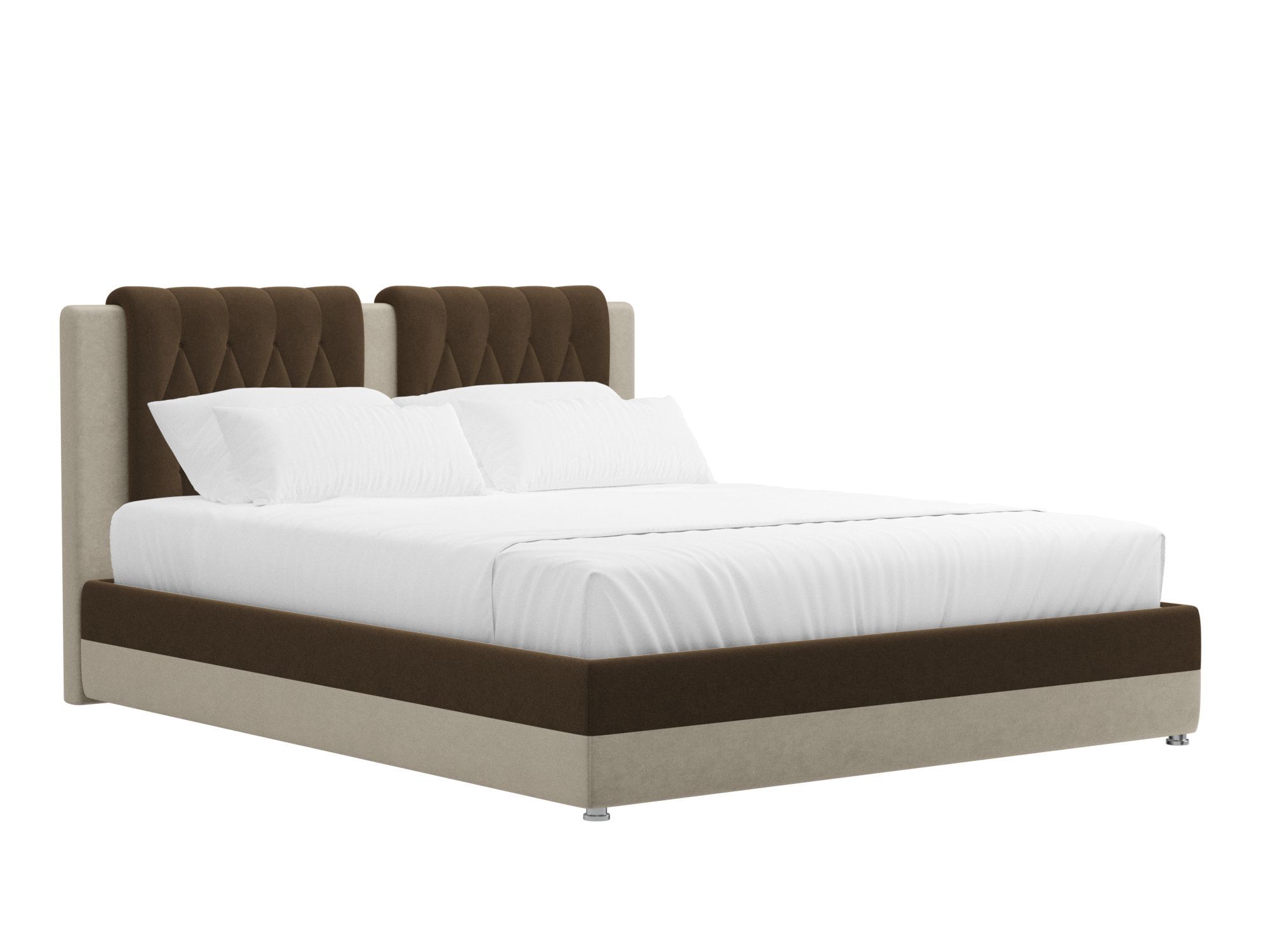 Кровать Камилла (160x200) Коричневый, Бежевый, ЛДСП кровать баско 160х200 коричневый темный бежевый лдсп