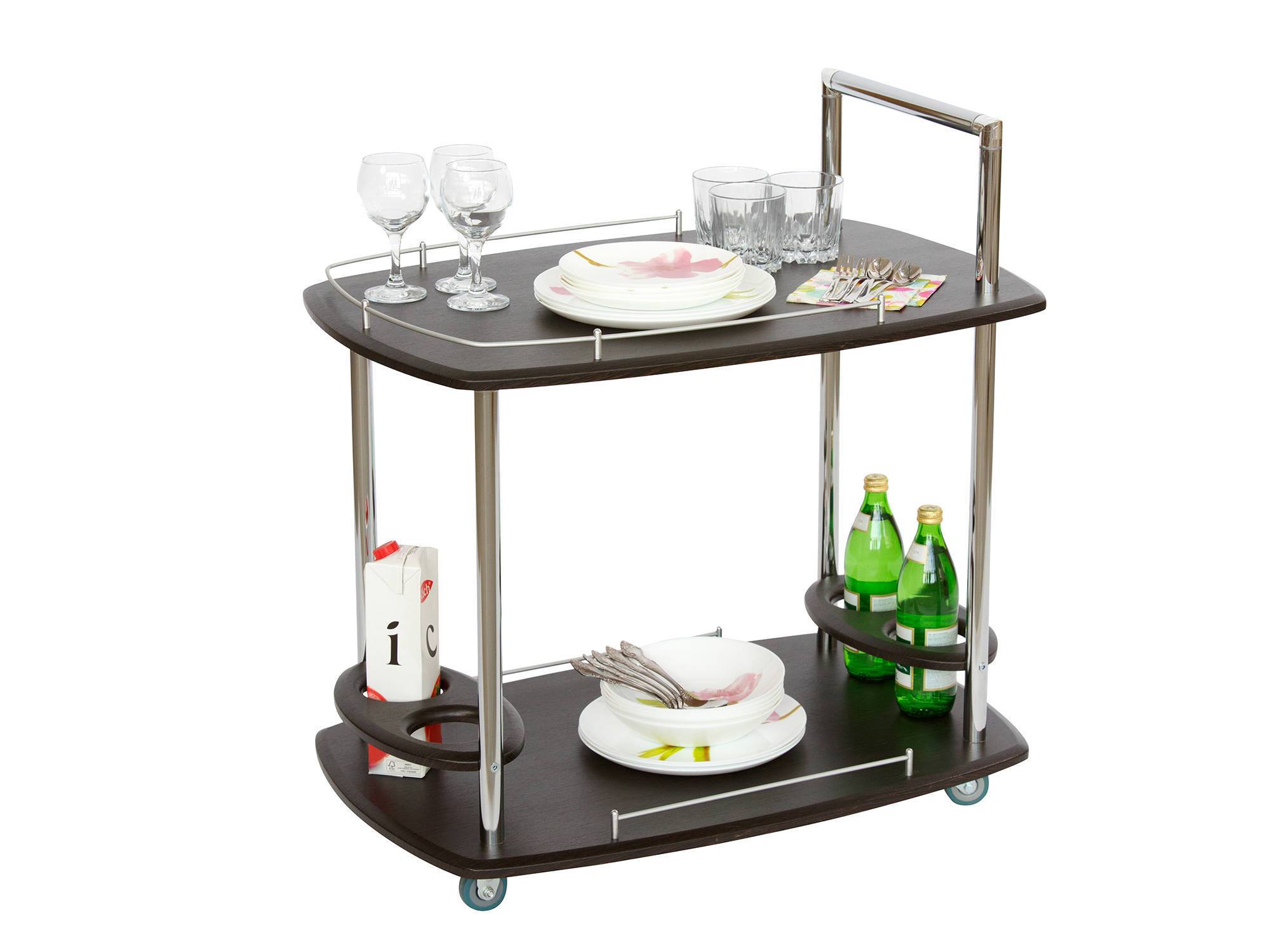 Сервировочный стол Банкет Коричневый темный, Серый, МДФ, Металл стол сервировочный бармен коричневый темный мдф металл