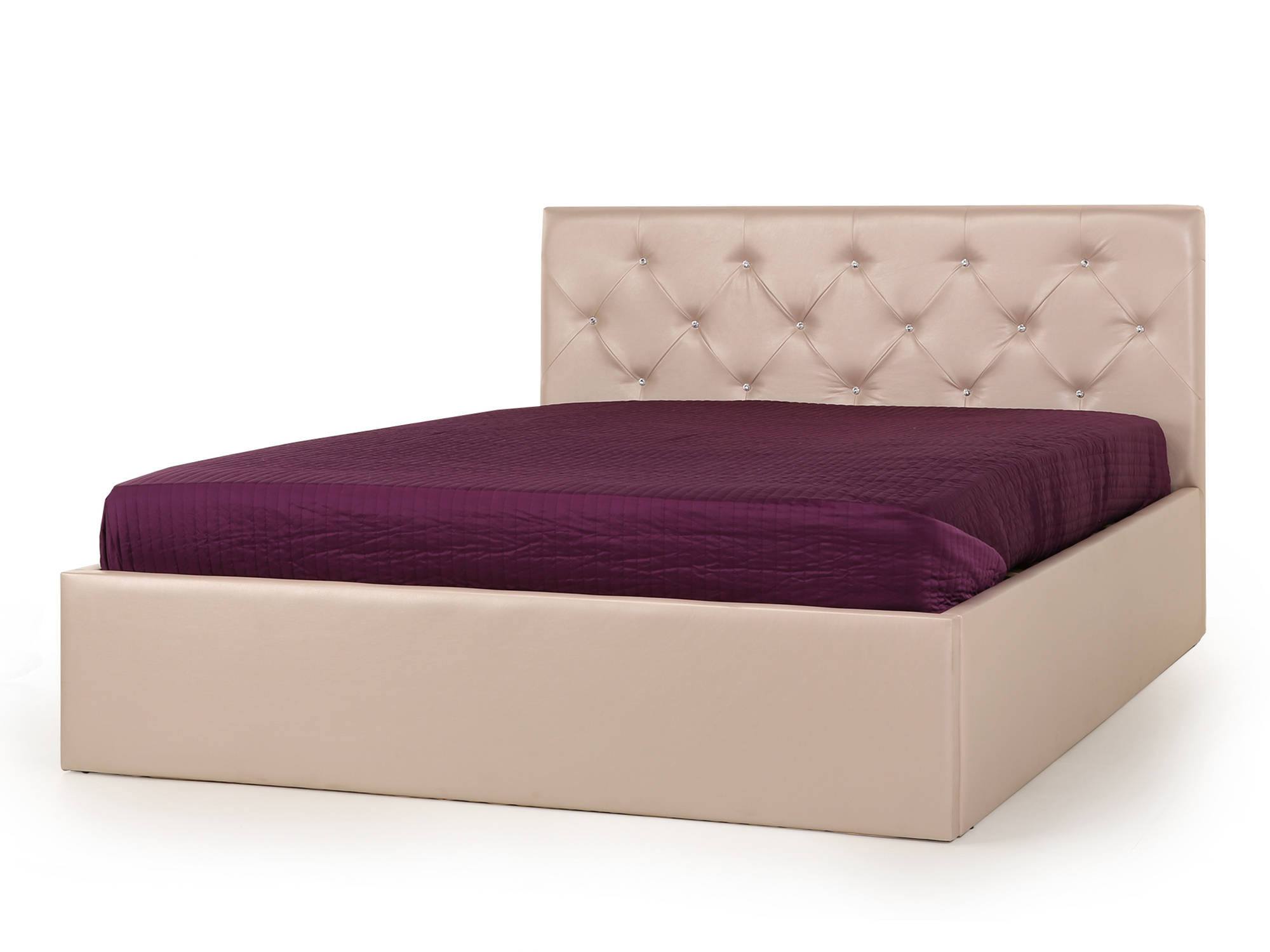Кровать Gloria (140х200) с ПМ Розово-бежевый перламутровый, Массив, ДСП