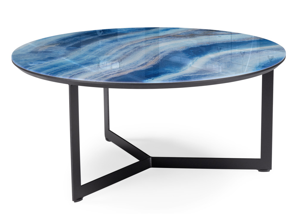 Роб D-700 лазурит / черный Журнальный стол Черный, Металл роб d 450 мрамор голубой стол стеклянный черный металл