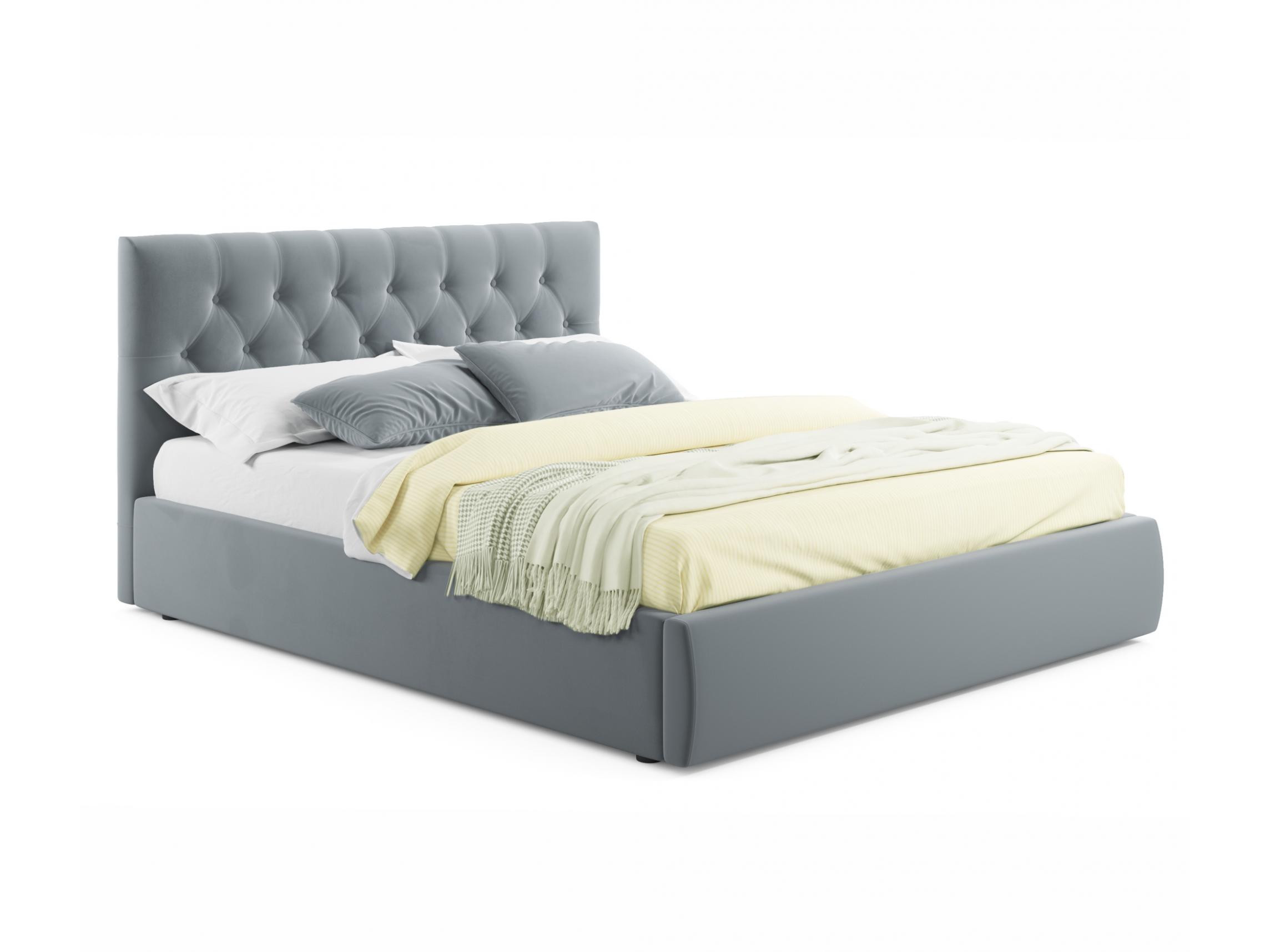 Мягкая кровать Verona 1400 серая с подъемным механизмом серый, Серый, Велюр, ДСП