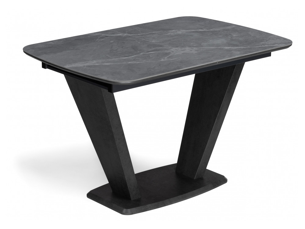 Петир 120(160)х80х75 larka grey / черный Керамический стол Черный, МДФ, Металл линдисфарн 120 170 х80х75 черный стол стеклянный черный металл