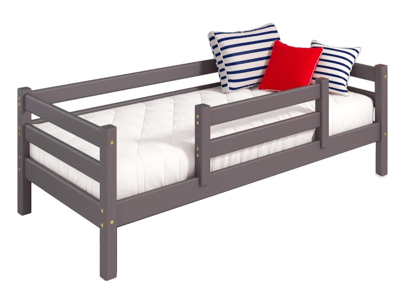 Кровать Соня (вариант 4) с защитой по центру, лаванда Массив кровать соня вариант 11 низкая с прямой лестницей лаванда массив