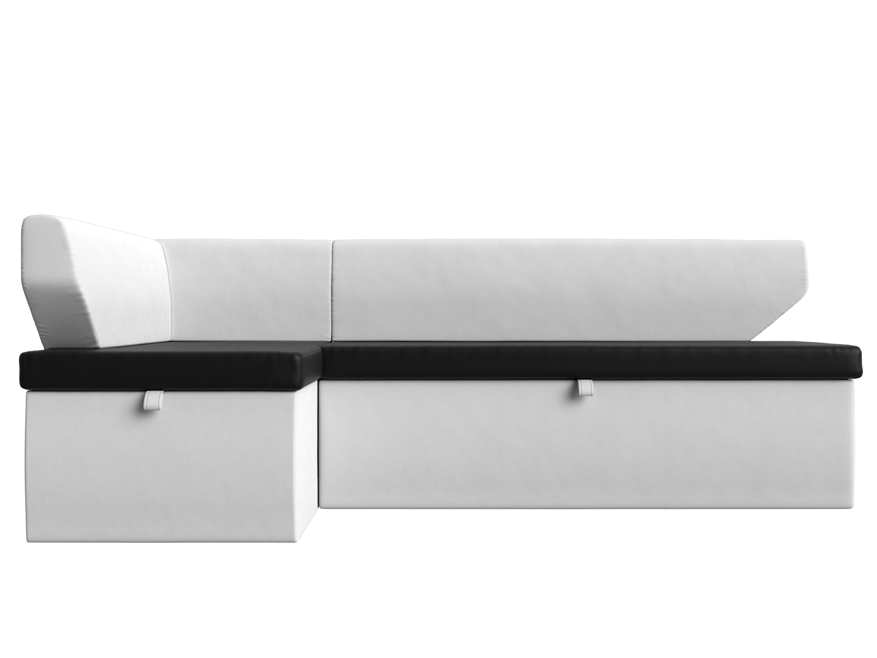 Кухонный угловой диван Омура Левый Черный, Белый, ЛДСП кухонный угловой диван тефида белый черный экокожа левый