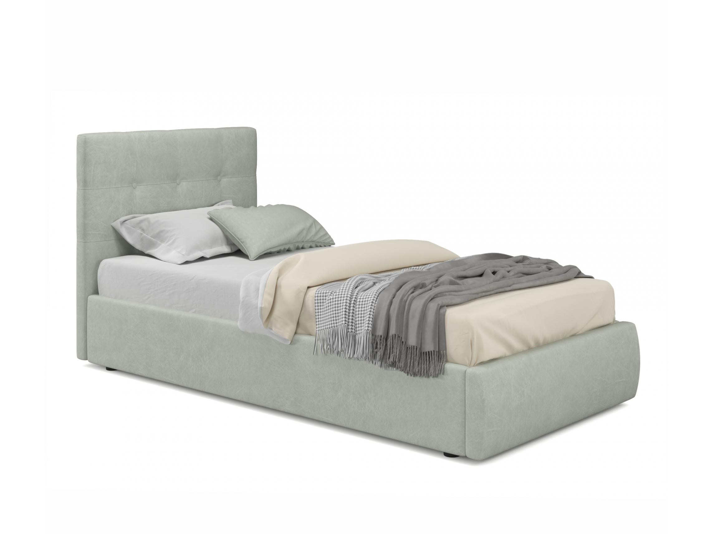 Мягкая кровать Selesta 900 кожа серый с подъемным механизмом серый, Серый, Экокожа, ДСП
