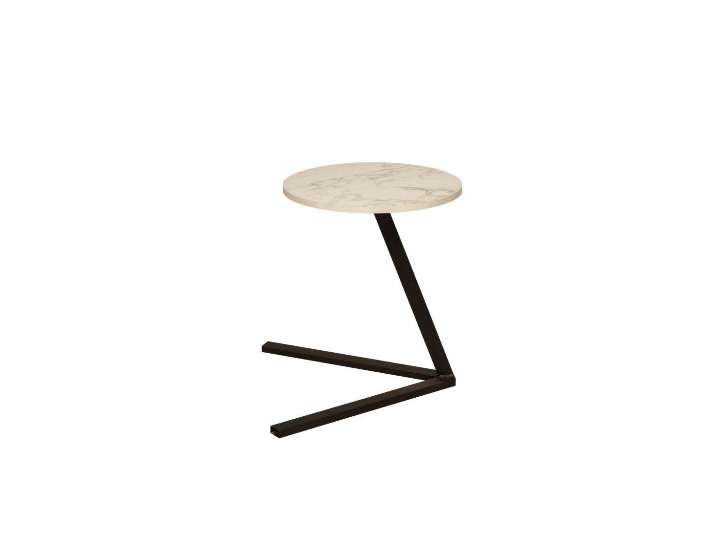 Стол приставной Сеул 42.47 (мрамор белый / металл: черный) Черный, Металл приставной стол mondri side table white 2 персоны белый