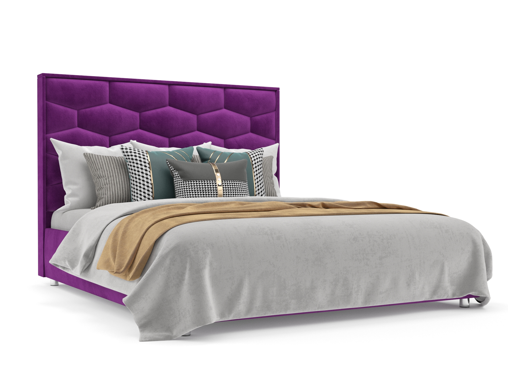 Кровать Рица (160х190) Фиолетовый, ДСП, Брус сосны