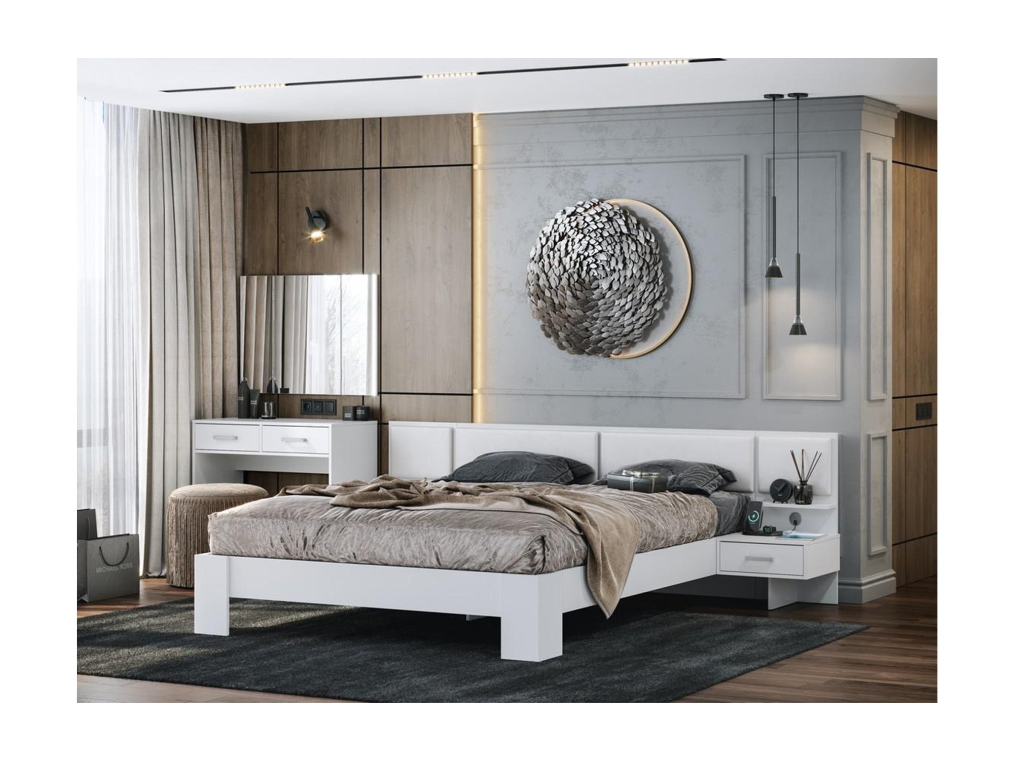 Модульная спальня Эва, композиция 2 (Белый) Белый, ЛДСП