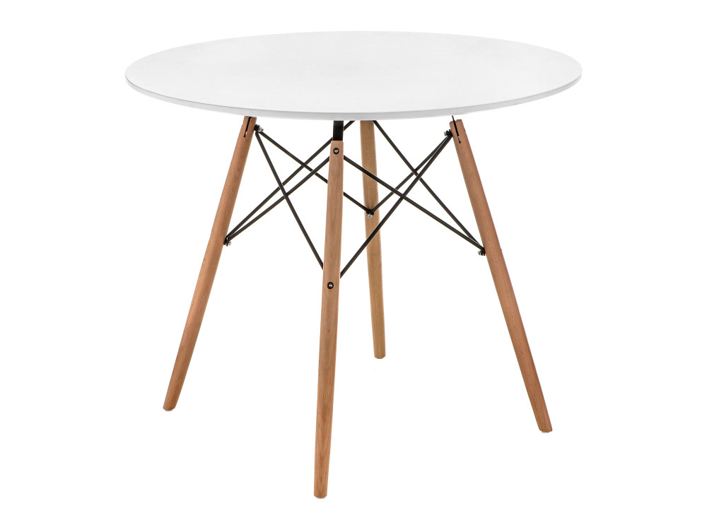 Table 80 white / wood Стол деревянный Белый, Металл, Массив бука pt 151 90х90х76 clear glass wood стол стеклянный натуральный металл массив бука