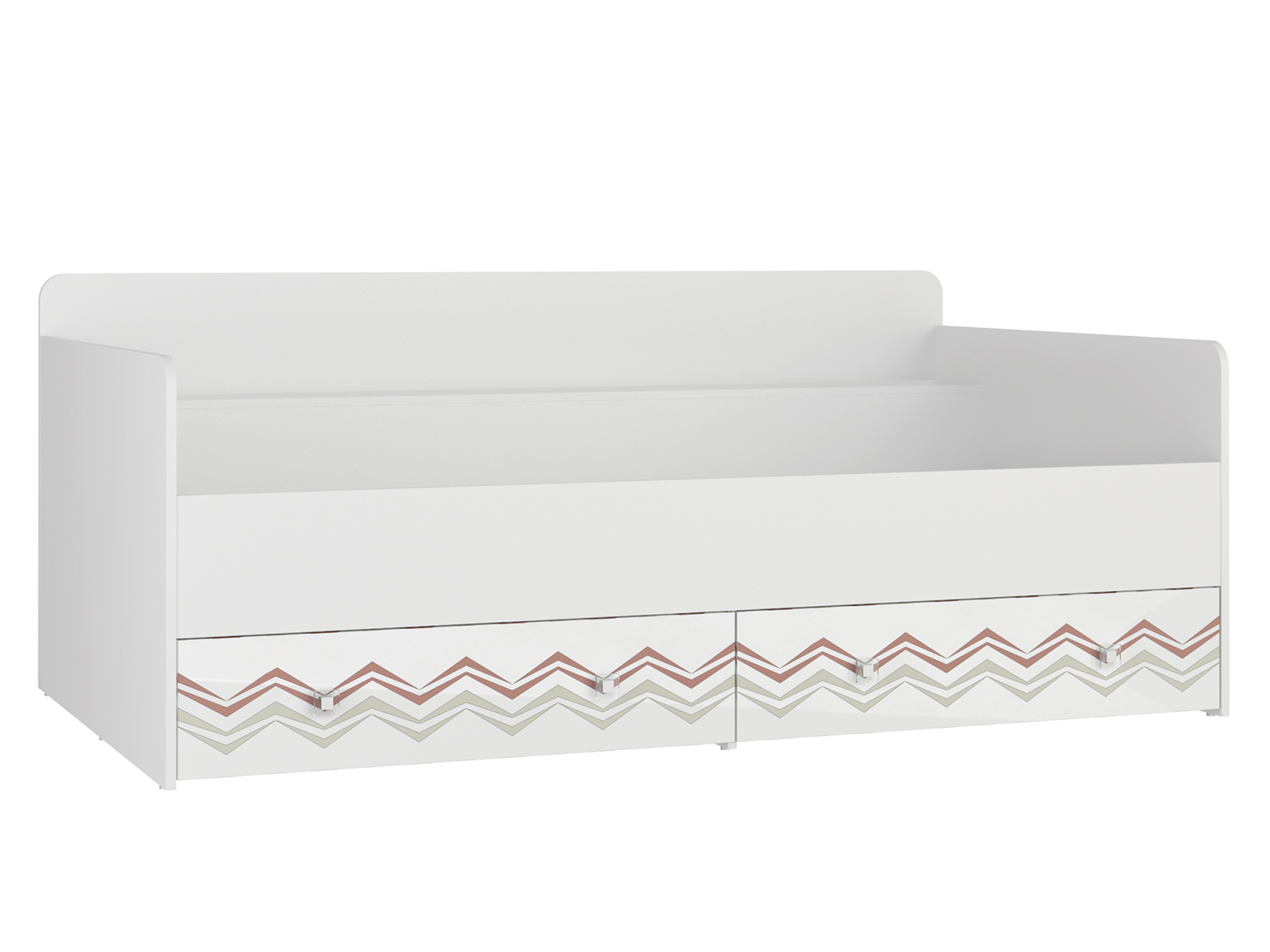 Кровать Модерн - Абрис (90х190) Белый глянец, Белый, МДФ, ЛДСП кровать с ящиками принцесса 5 90х190 бежевый лдсп