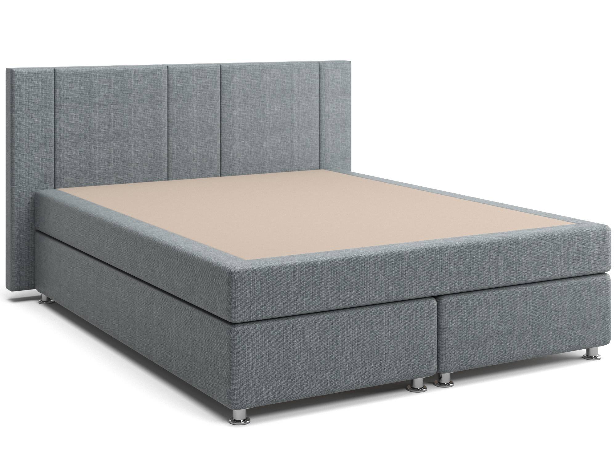 Кровать с матрасом и зависимым пружинным блоком Фелиция (160х200) Box Spring Серый, Массив, ДСП