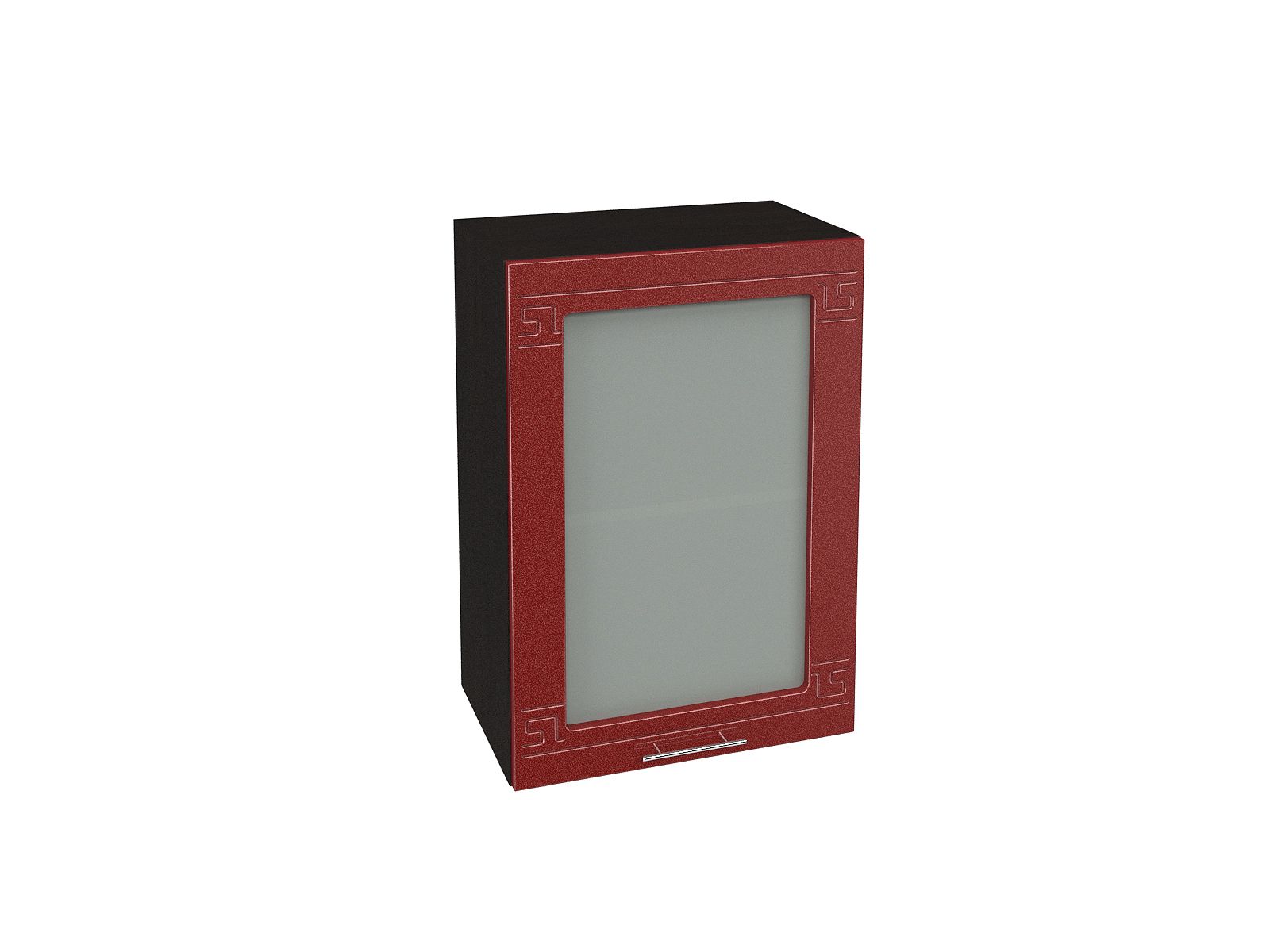 Шкаф навесной со стеклом 500 Греция Гранатовый металлик, Красный, Коричневый темный, МДФ, Стекло, ЛДСП