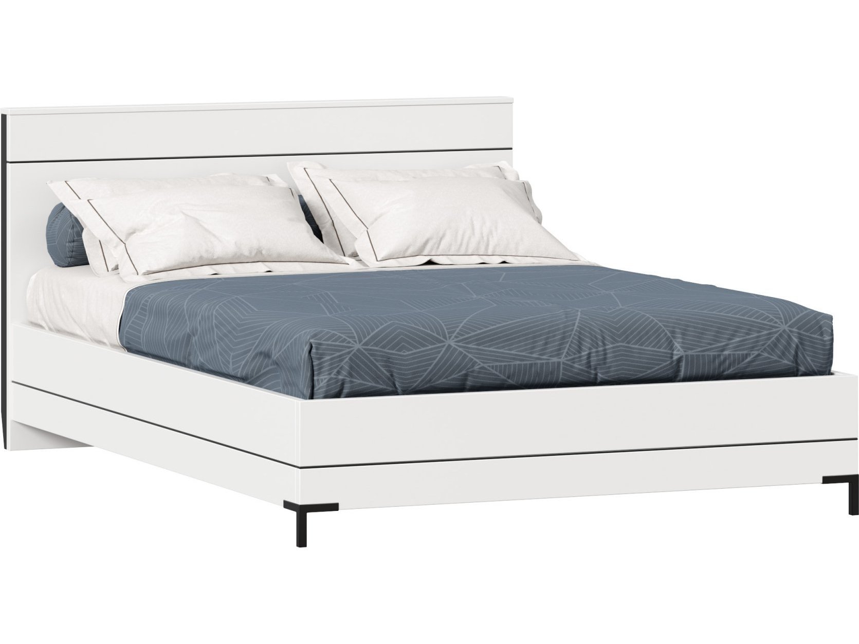 Норд Кровать двуспальная 1400 (Белый/Черный) Белый мягкая двуспальная кровать селеста 1400 бежевая с матра