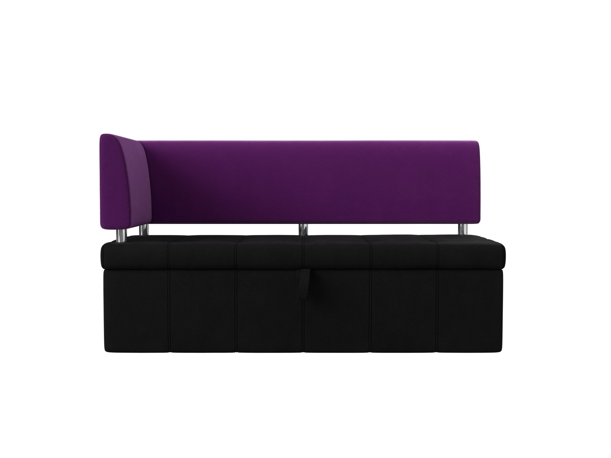 кухонный прямой диван артмебель стоун микровельвет черный фиолетовый Кухонный угловой диван Стоун Левый Черный, Фиолетовый, ЛДСП