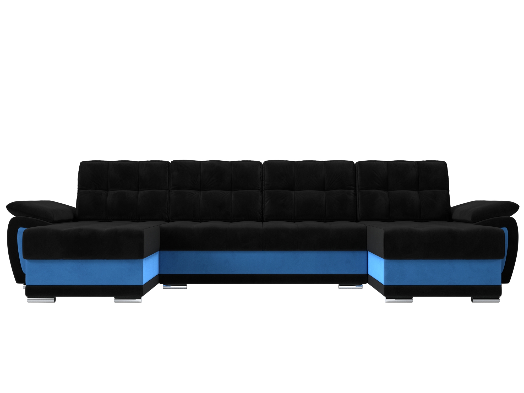 Диван П-образный Нестор-П (Риттэр) MebelVia Черный, Голубой, Велюр, ЛДСП п образный диван лига диванов п образный диван джастин велюр голубой