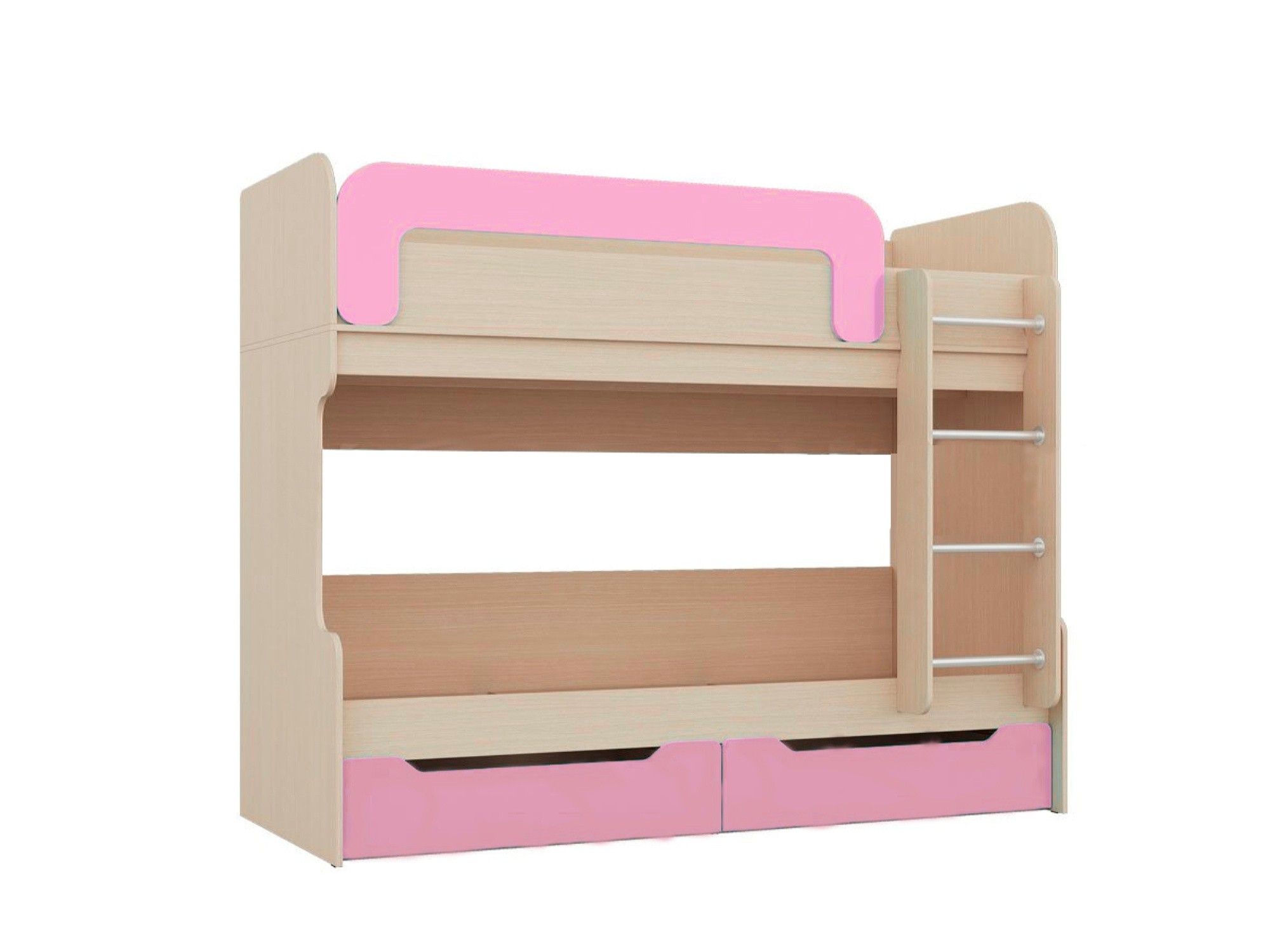 Юниор-1 Двухъярусная кровать 80 (Розовый металлик, Дуб белёный) Розовый металлик, ЛДСП двухъярусная кровать юниор 5 дуб молочный оранжевый бежевый лдсп
