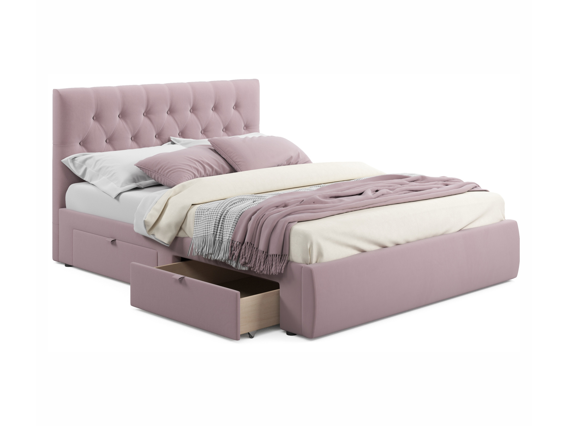 Мягкая кровать Verona 1600 лиловая с ящиками лиловый, Фиолетовый, Велюр