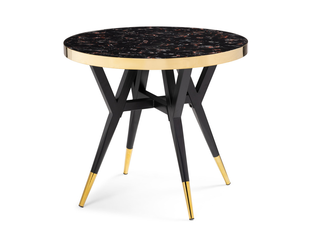 цена Selina 80х72 black / gold Стол деревянный Черный, Металл