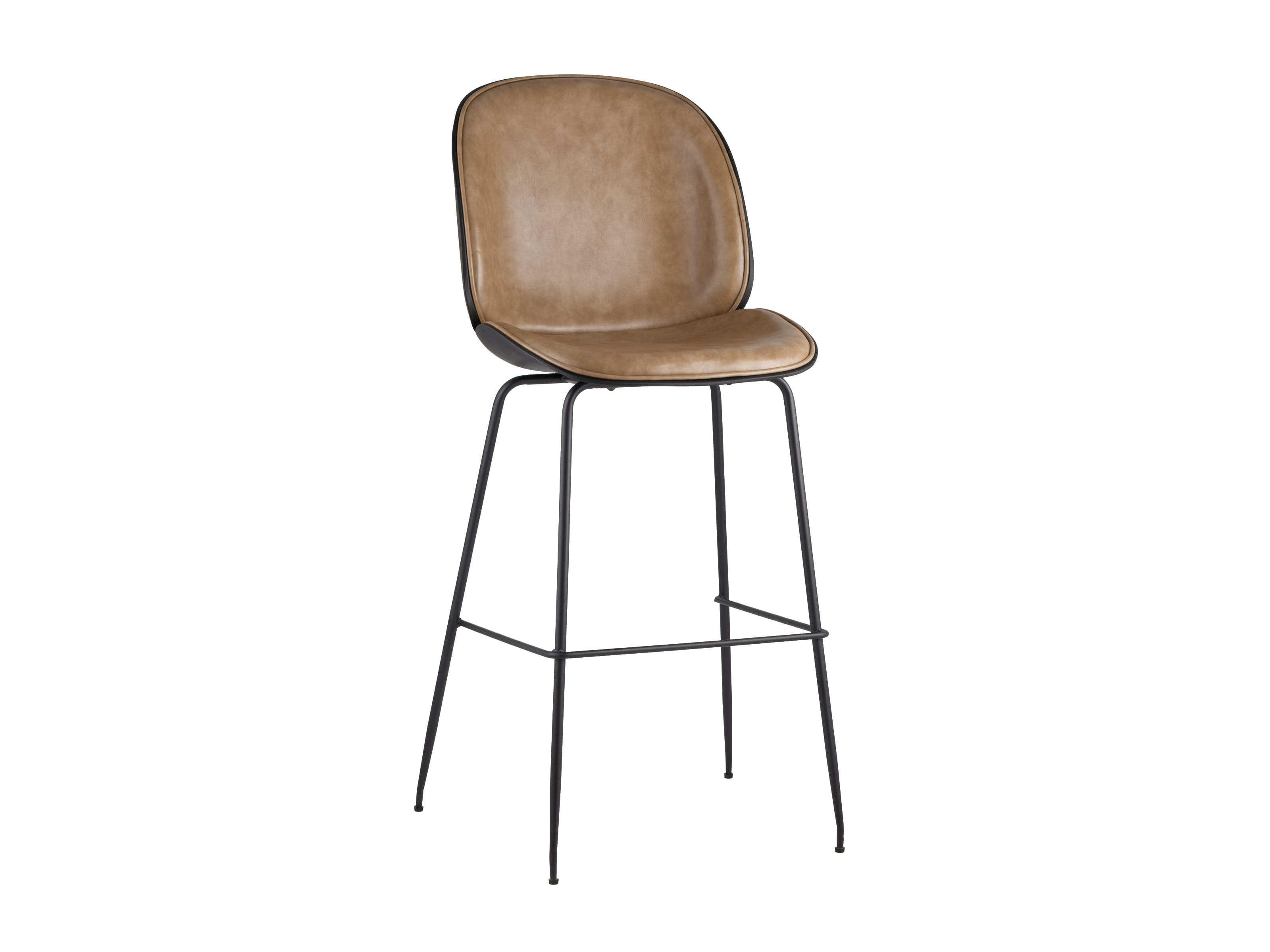 Стул барный Stool Group Beetle со спинкой Бежевая экокожа  Черный, Металл