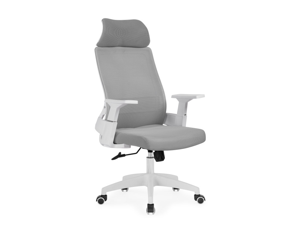 Flok gray / white Компьютерное кресло MebelVia Серый, Сетка, Пластик burgos белое компьютерное кресло mebelvia черный сетка пластик