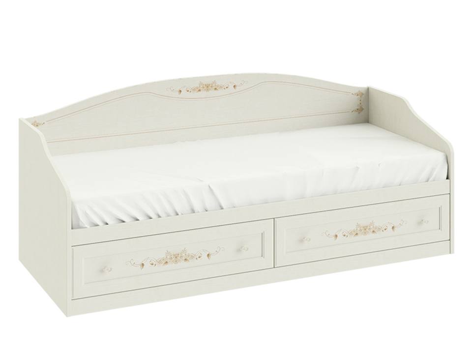 Кровать с 2 ящиками Лючия (80х200) Штрихлак, Белый, МДФ, ДСП, ЛДСП цена и фото