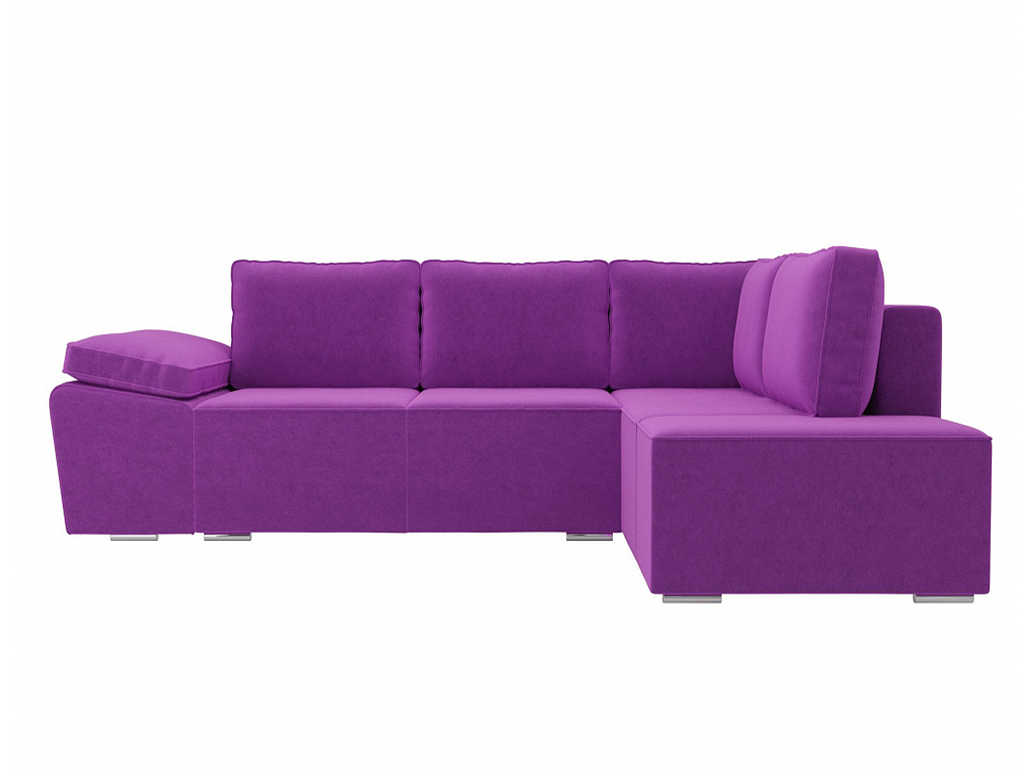 Угловой диван Серхио Правый MebelVia Фиолетовый, Микровельвет, ЛДСП диван угловой мебелико белла у микровельвет фиолетовый правый