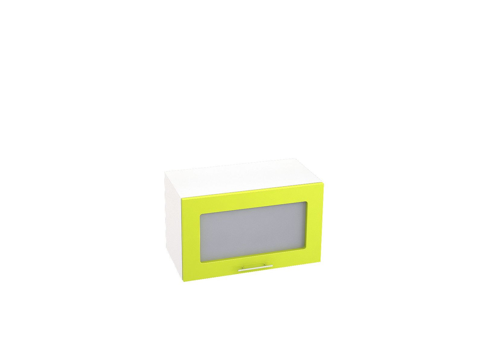 Шкаф навесной под вытяжку со стеклом 600 Валерия М Лайм, Зеленый, Белый, МДФ, Стекло, ЛДСП