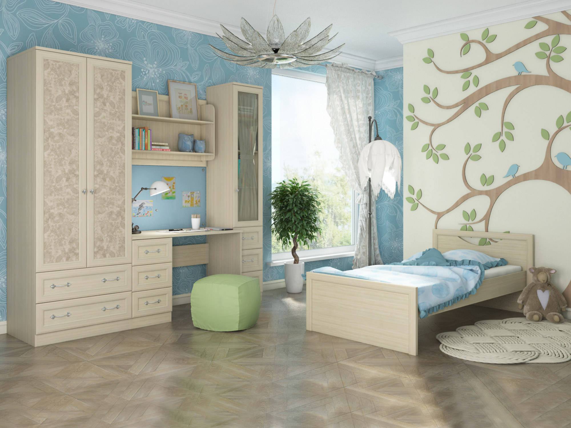 Набор мебели для детской Jenny 2 Cilegio Nostrano, Granite Rose, Бежевый, КДСП, МДФ кровать jenny 90x190 бежевый кдсп