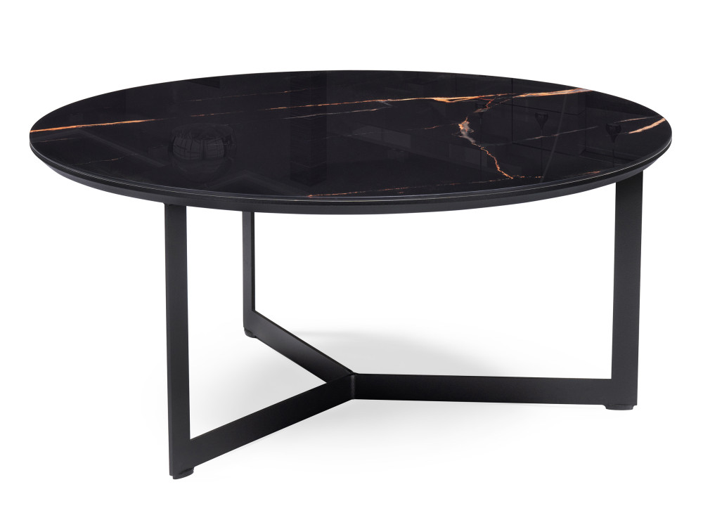 Роб D-700 обсидиан / черный Журнальный стол Черный, Металл роб d 450 мрамор голубой стол стеклянный черный металл