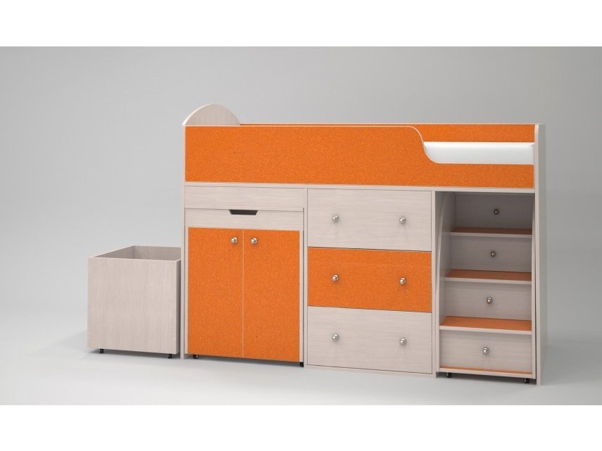 Кровать-чердак Малыш 70х160 (оранжевый) Оранжевый, ЛДСП кровать чердак малыш 7 белое дерево оранжевый оранжевый лдсп