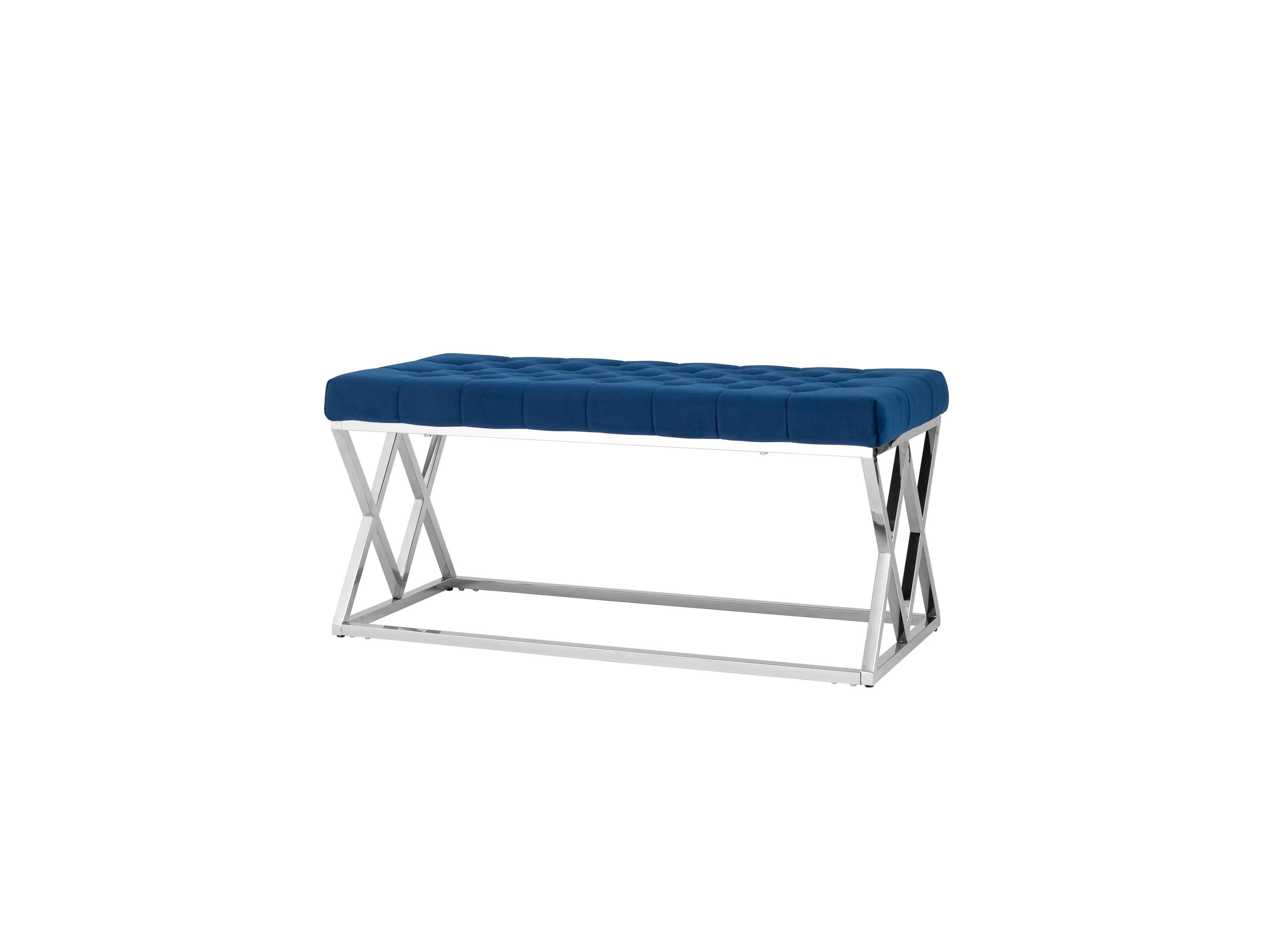 Банкетка-скамейка Stool Group ИНСИГНИЯ Вельвет синий/Сталь серебро  MebelVia Синий, Велюр, Сталь