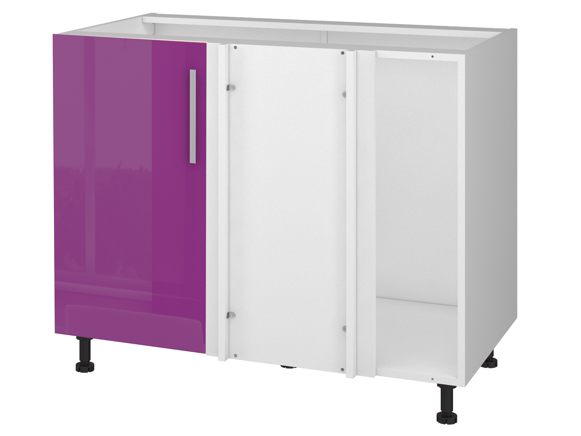 Шкаф напольный угловой Хелена 100/40 см Фиолетовый глянец, Фиолетовый, Белый, МДФ, Пленка ПВХ, ЛДСП